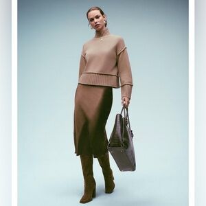 Aqua Chocolate Brown Midi Skirt